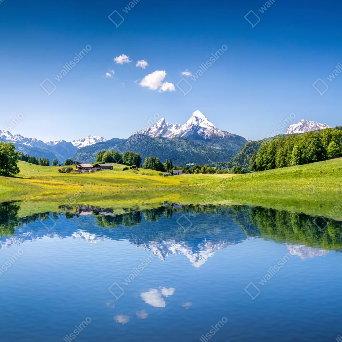 Türaufkleber alpenpanorama mit spiegelung im see Türaufkleber alpenpanorama mit spiegelung im see