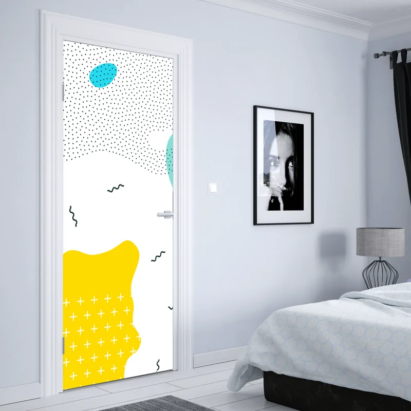 Türaufkleber verspielte abstrakte formen in lebendigen farben