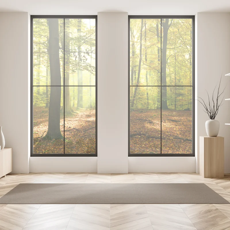 Fensteraufkleber goldener herbstwald am morgen