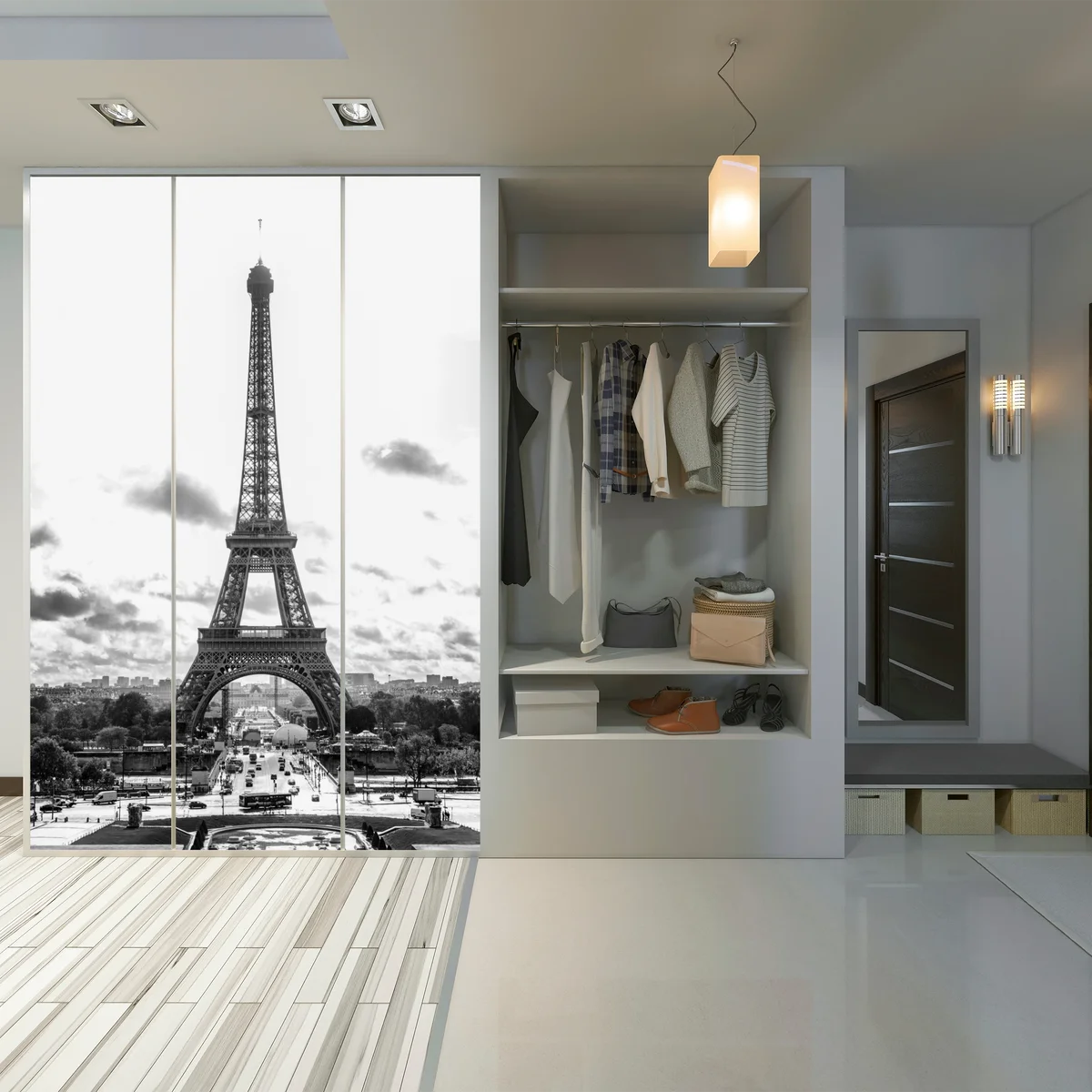 Schrankaufkleber Paris Eiffelturm in monochrom Schrankaufkleber Paris Eiffelturm in monochrom