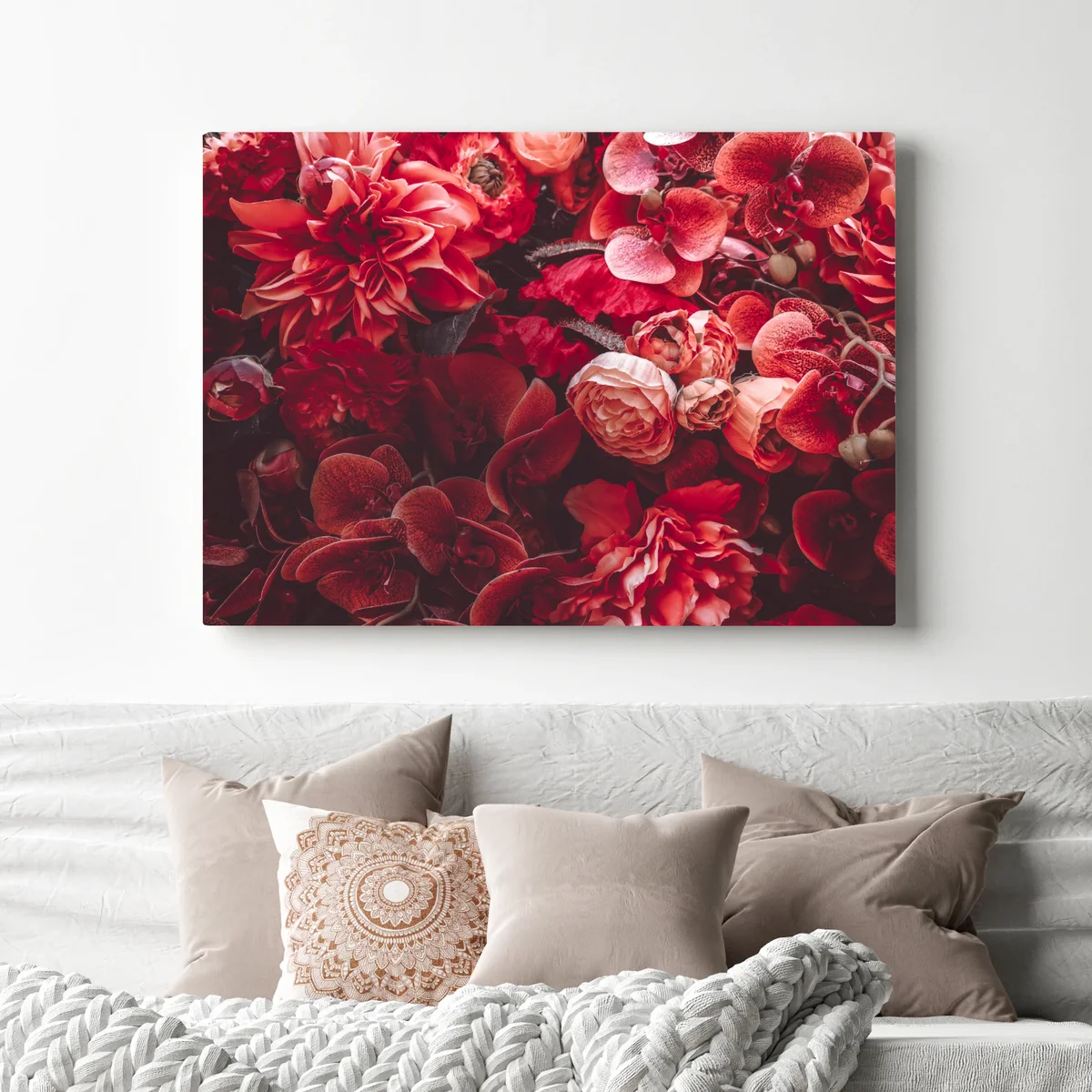 Leinwandbild prächtiges blütenmeer in tiefroten tönen Leinwandbild prächtiges blütenmeer in tiefroten tönen