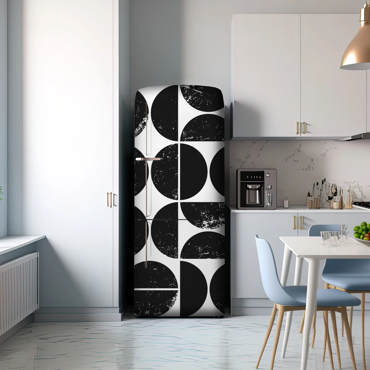 Kühlschrankaufkleber schwarzes geometrisches kreismuster Kühlschrankaufkleber schwarzes geometrisches kreismuster