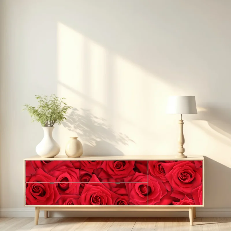 Repositionierbarer Aufkleber leuchtende rote rosen collage