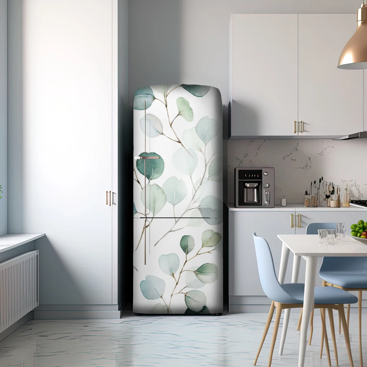 Kühlschrankaufkleber zarter eukalyptus-aquarell blättermuster Kühlschrankaufkleber zarter eukalyptus-aquarell blättermuster
