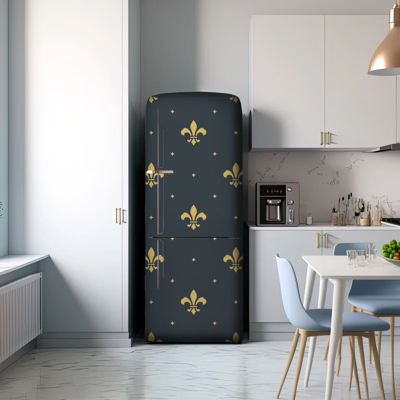 Kühlschrankaufkleber goldenes lilienmuster auf dunklem hintergrund