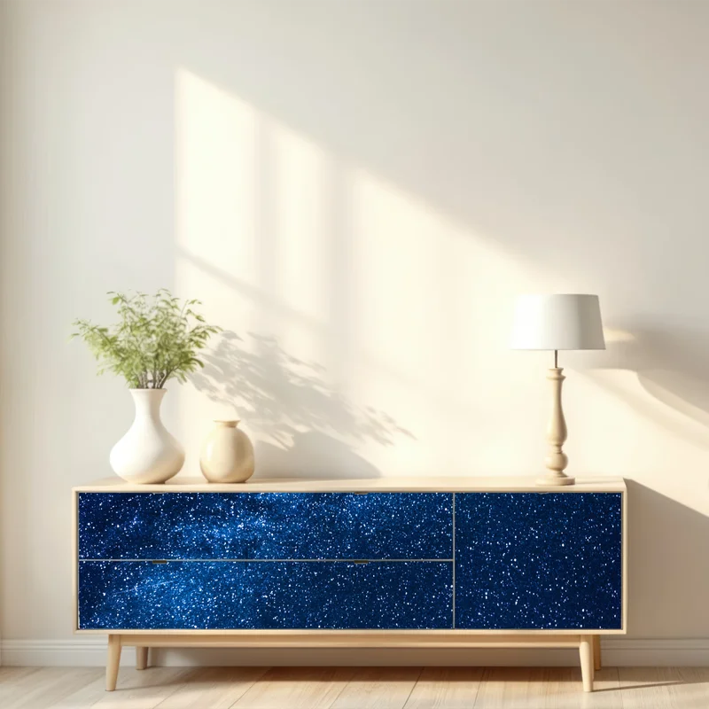 Repositionierbarer Aufkleber tiefblauer nachthimmel mit milchstraße und sternschnuppe