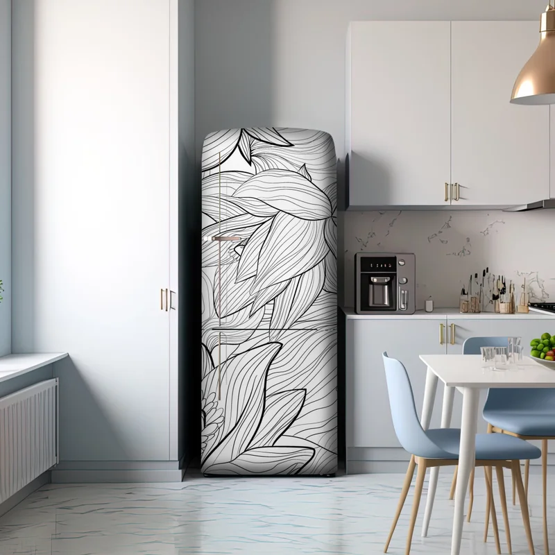 Kühlschrankaufkleber zarte lotus-linienzeichnung Kühlschrankaufkleber zarte lotus-linienzeichnung
