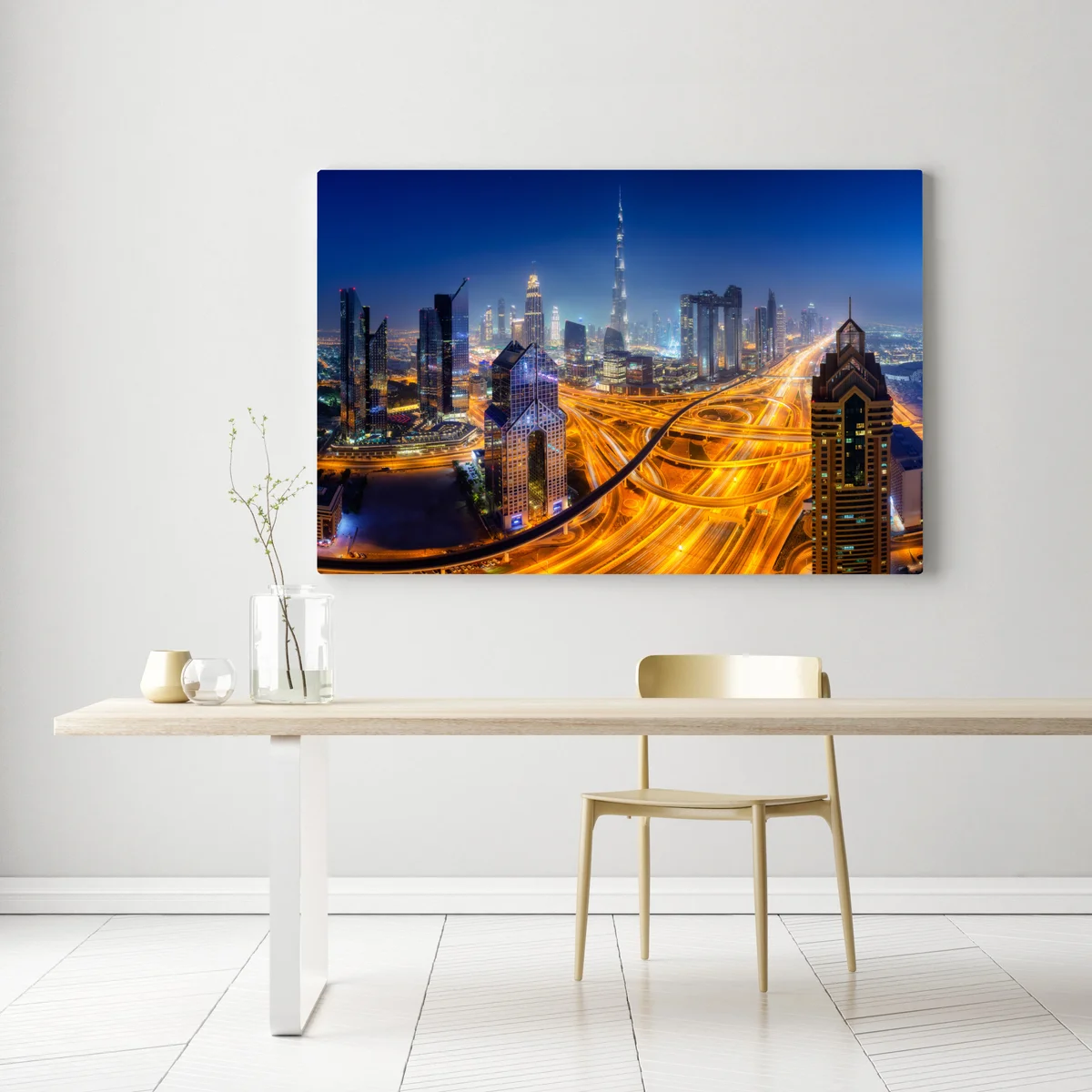 Leinwandbild panorama der nächtlichen skyline von Dubai Leinwandbild panorama der nächtlichen skyline von Dubai