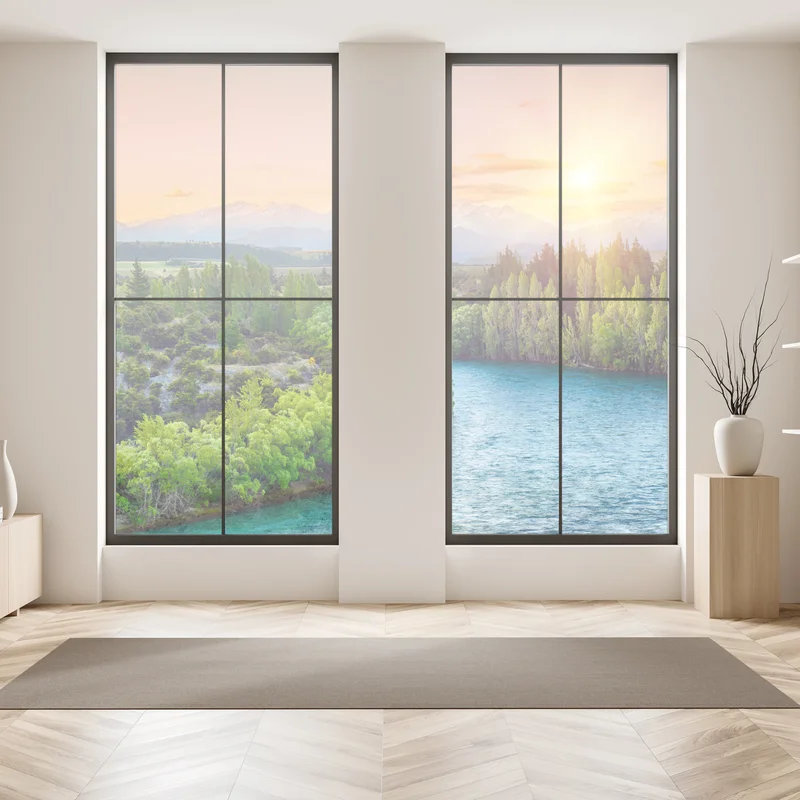 Fensteraufkleber sonnenuntergang über dem Clutha River und den Südalpen Fensteraufkleber sonnenuntergang über dem Clutha River und den Südalpen