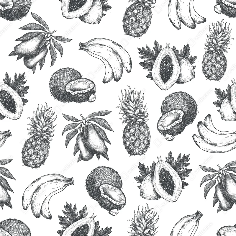 Repositionierbarer Aufkleber handgezeichnetes muster tropischer früchte Repositionierbarer Aufkleber handgezeichnetes muster tropischer früchte