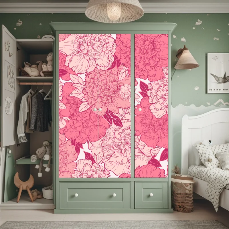 Schrankaufkleber rosa pfingstrosenmuster Schrankaufkleber rosa pfingstrosenmuster