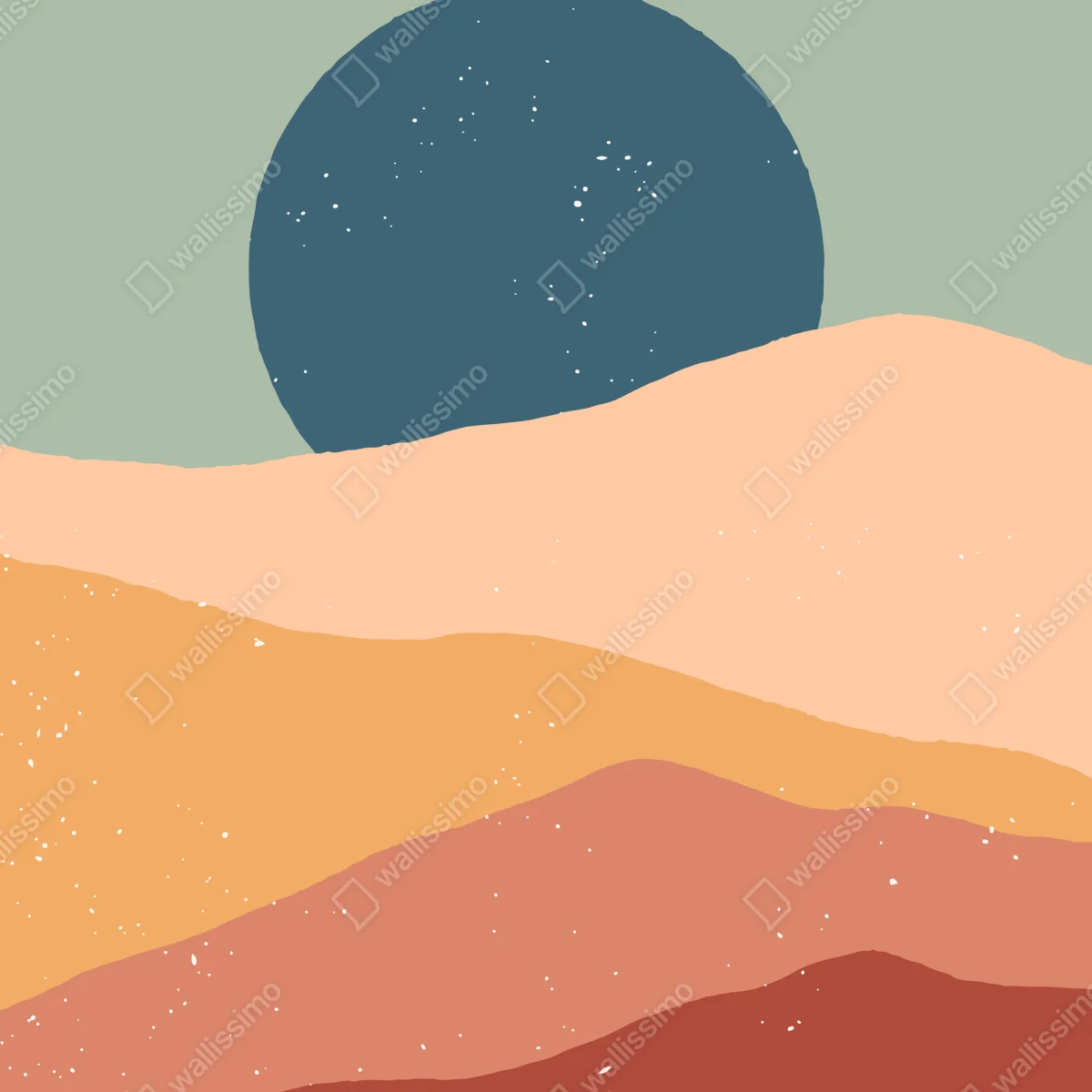 Poster abstrakte pastellwüstenlandschaft mit mond • Poster bei Wallnifity® Poster abstrakte pastellwüstenlandschaft mit mond • Poster bei Wallnifity®