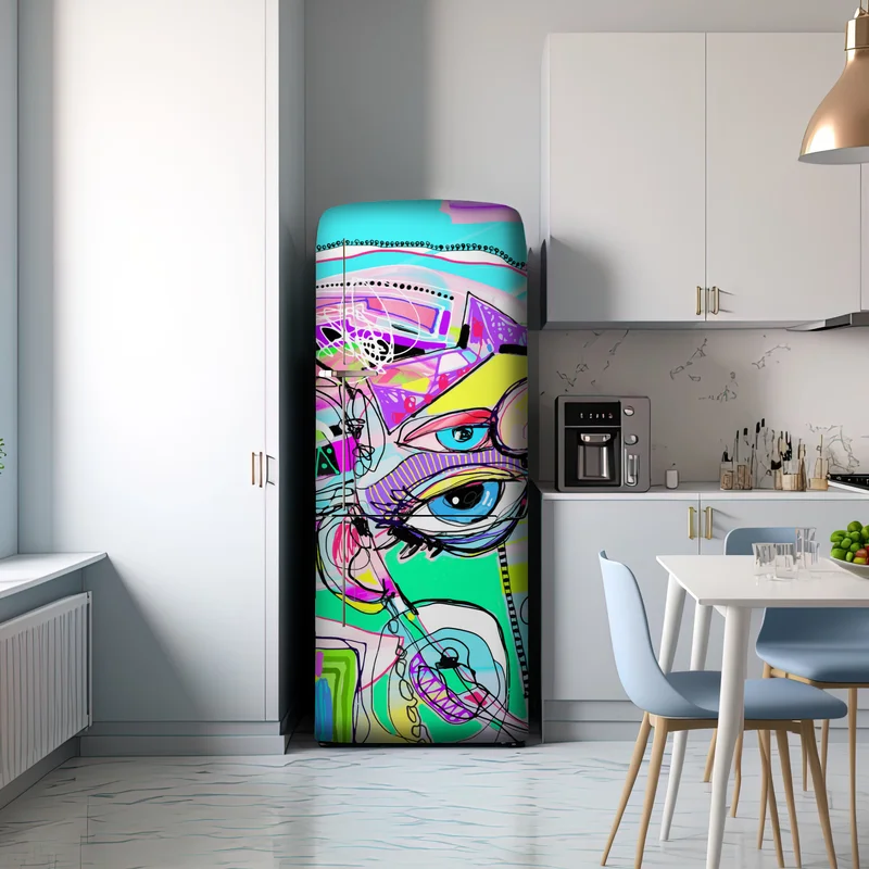 Kühlschrankaufkleber buntes abstraktes gesichtsporträt