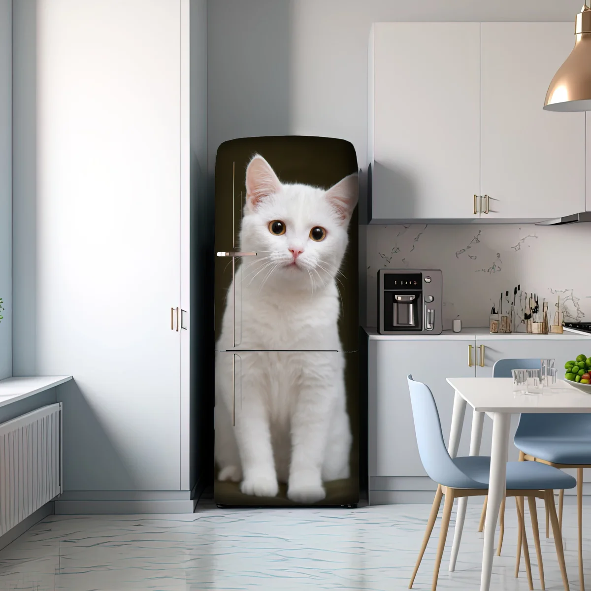 Kühlschrankaufkleber niedliches porträt einer weißen katze Kühlschrankaufkleber niedliches porträt einer weißen katze