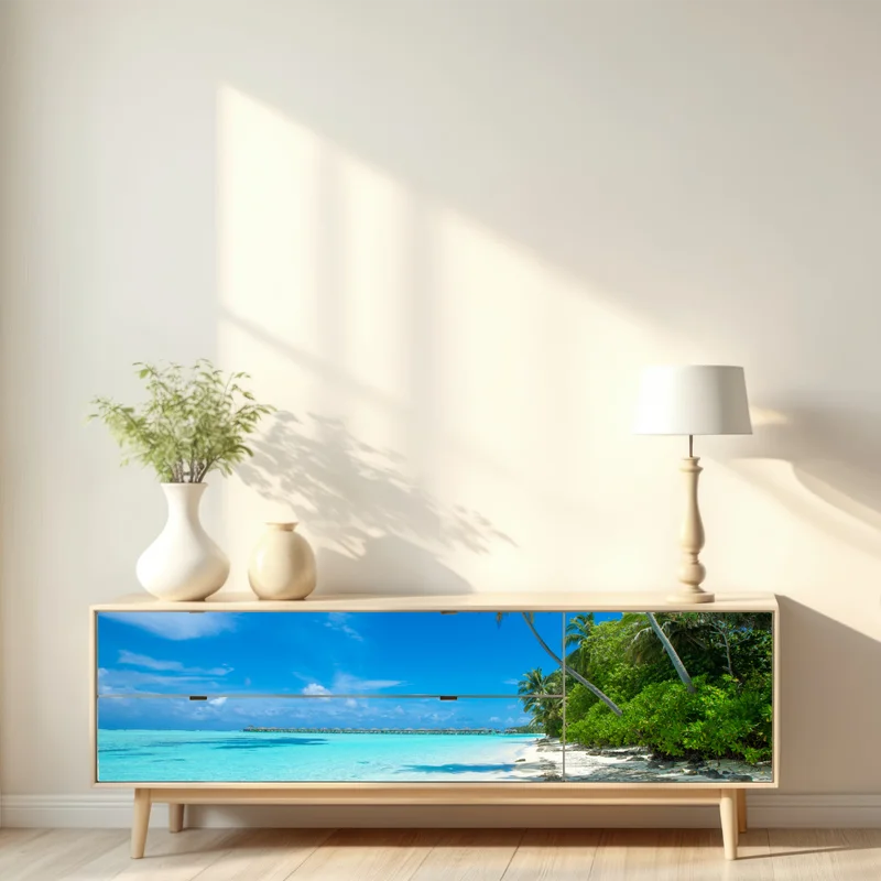 Repositionierbarer Aufkleber tropischer strand auf den Malediven