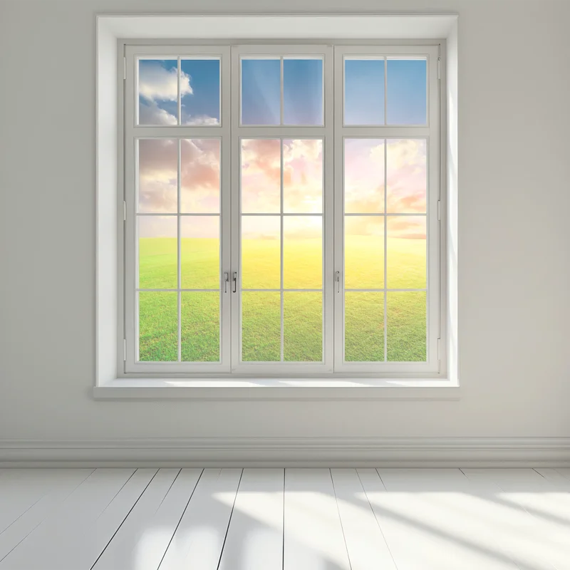 Fensteraufkleber sonnenbeschienene wiese bei sonnenuntergang