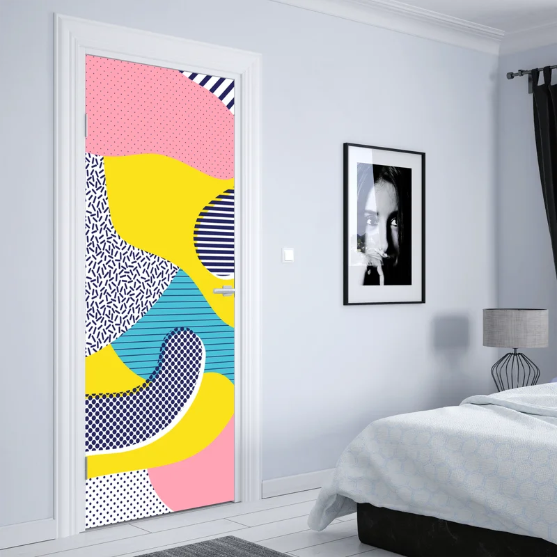 Türaufkleber verspieltes abstraktes memphis-muster