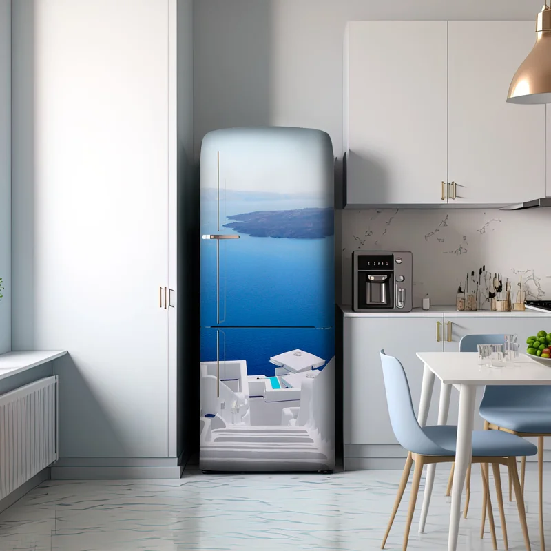 Kühlschrankaufkleber Santorini weiße treppen zum meer