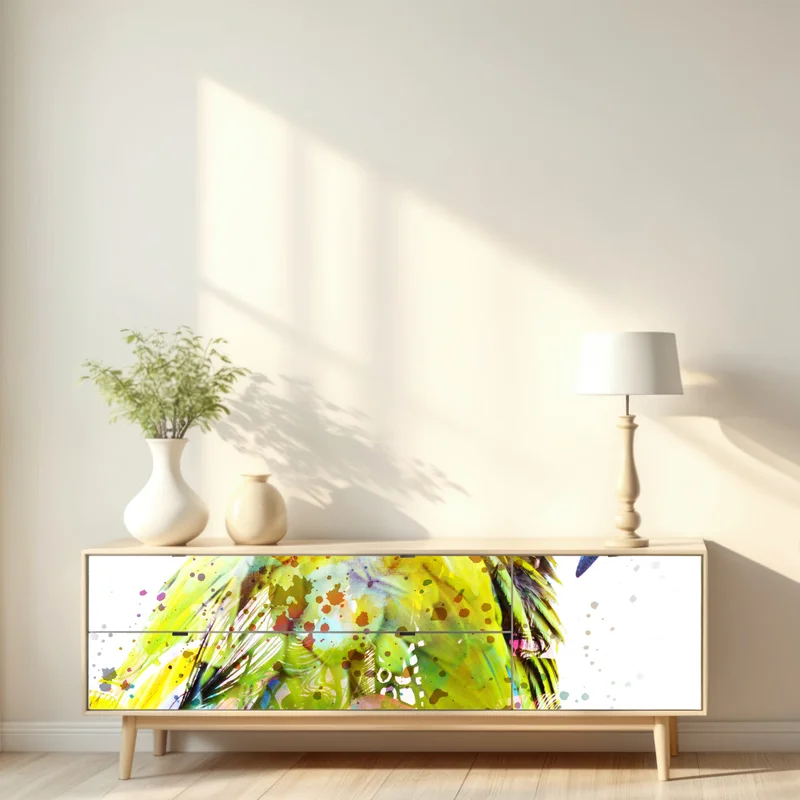 Repositionierbarer Aufkleber lebhaftes aquarell-porträt eines papageis