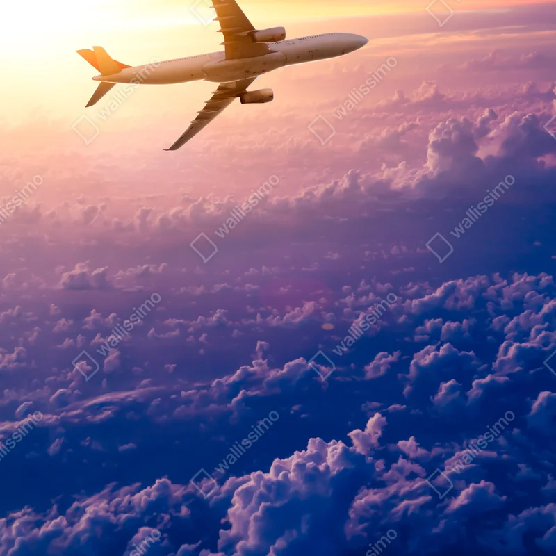 Repositionierbarer Aufkleber flugzeug über den wolken bei sonnenaufgang Repositionierbarer Aufkleber flugzeug über den wolken bei sonnenaufgang