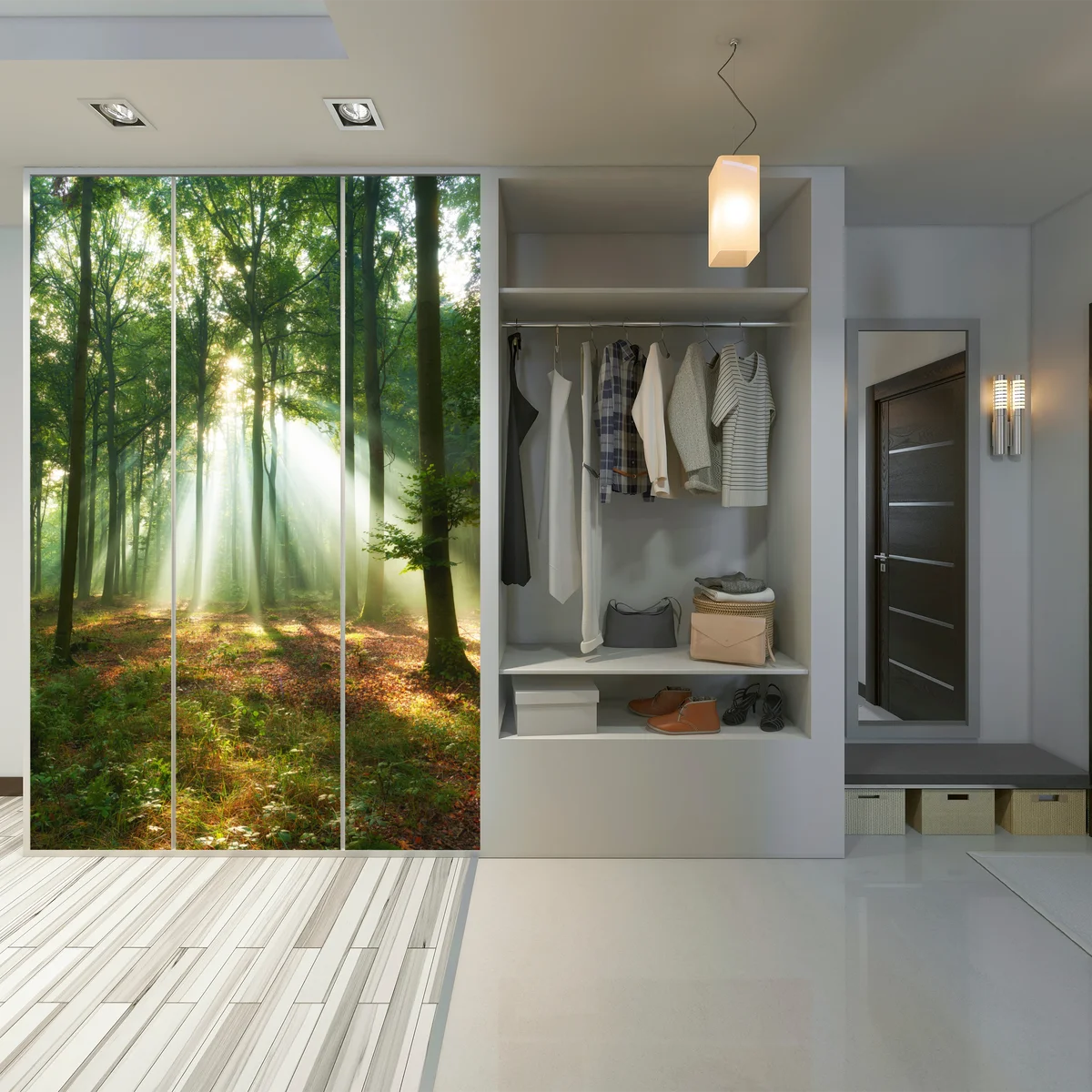 Schrankaufkleber morgendliches licht im wald Schrankaufkleber morgendliches licht im wald