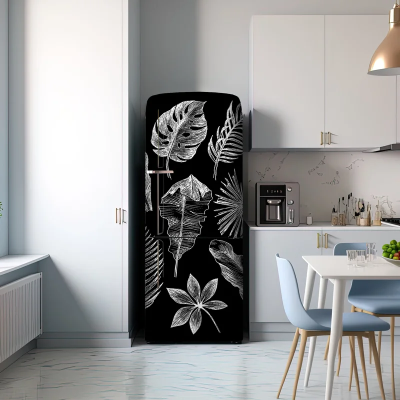 Kühlschrankaufkleber monochrome blattkomposition