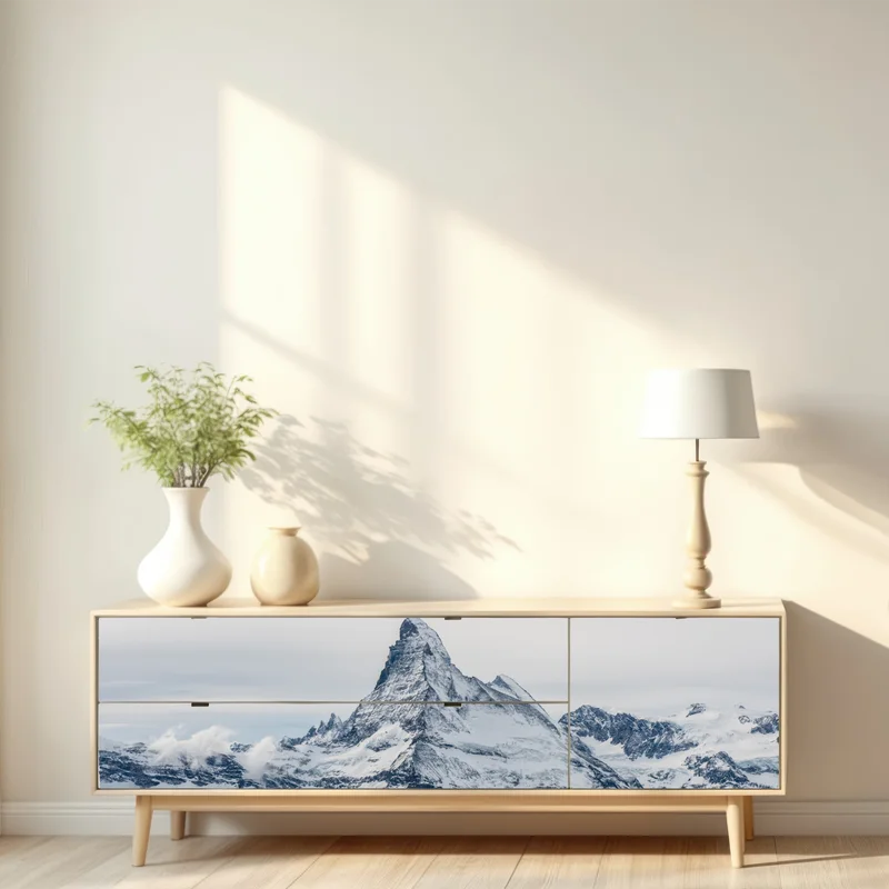 Repositionierbarer Aufkleber majestätischer schneebedeckter berggipfel