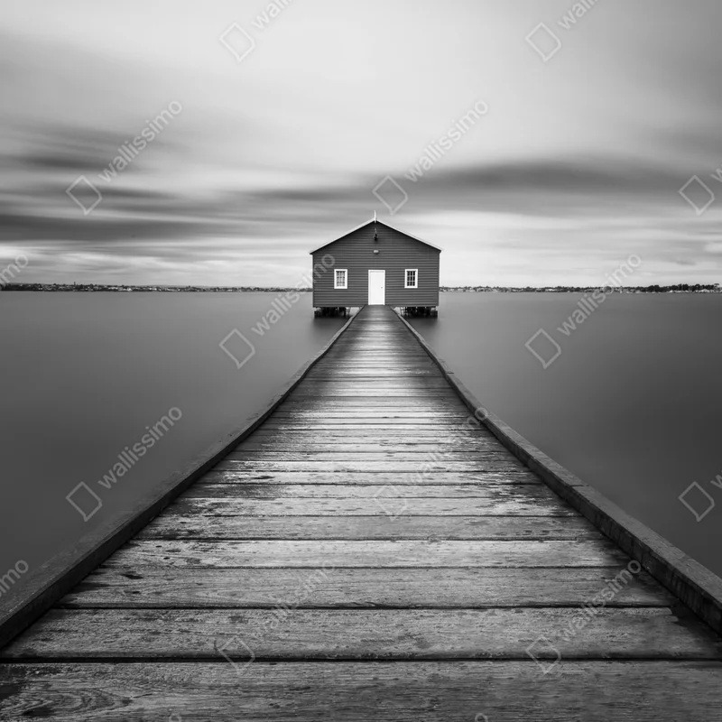 Fototapete einsames bootshaus am ruhigen steg Fototapete einsames bootshaus am ruhigen steg