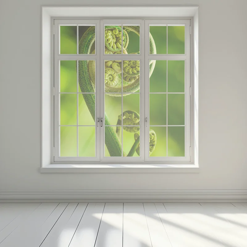 Fensteraufkleber grüne farnknospe makroaufnahme Fensteraufkleber grüne farnknospe makroaufnahme