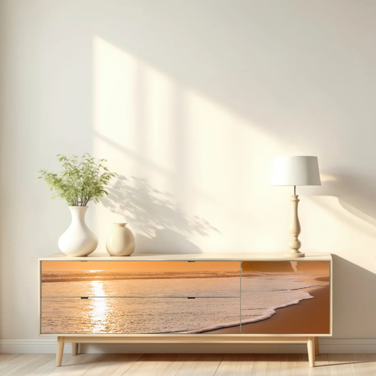 Repositionierbarer Aufkleber goldener sonnenuntergang am strand Repositionierbarer Aufkleber goldener sonnenuntergang am strand