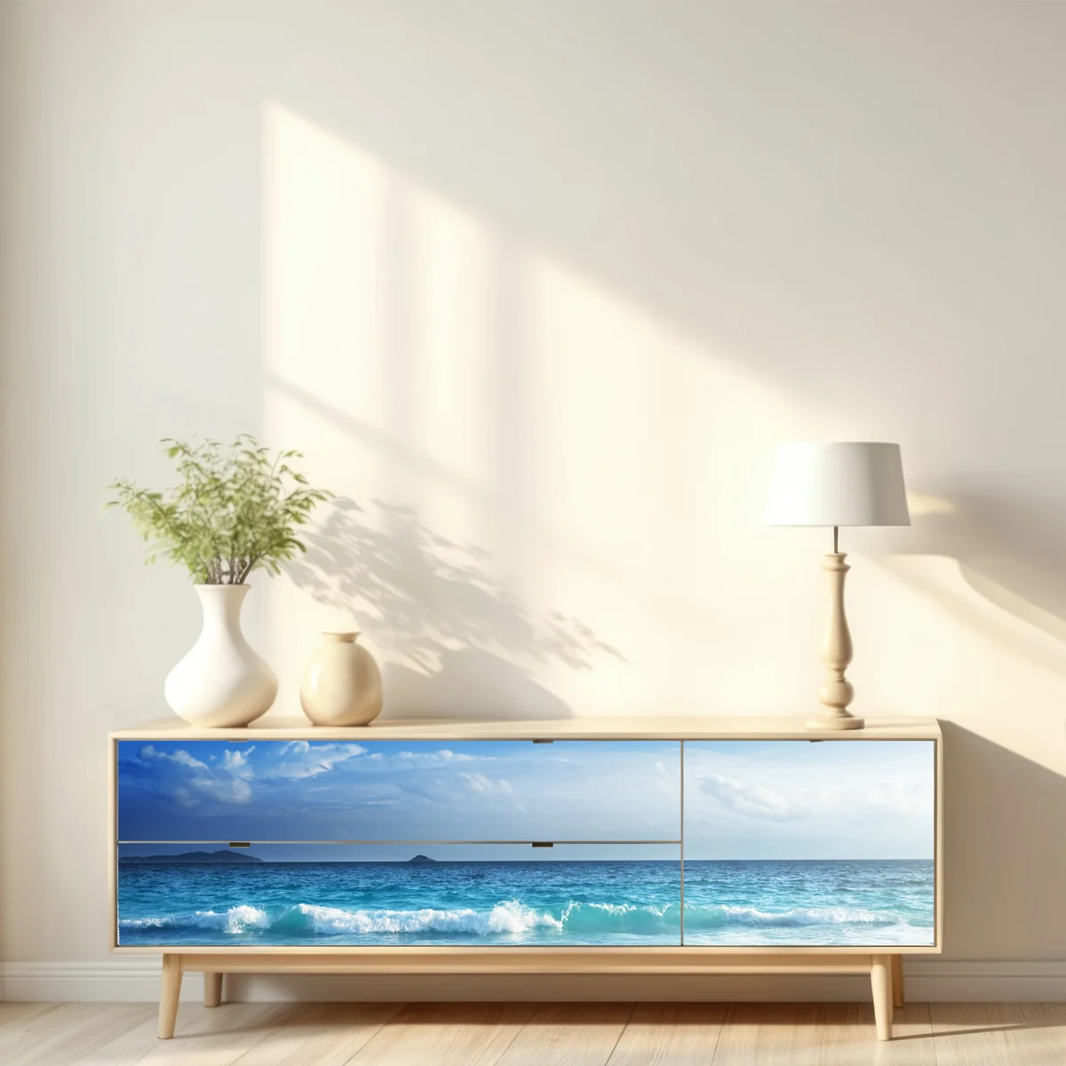 Repositionierbarer Aufkleber tropischer strand auf den Seychellen bei sonnenuntergang Repositionierbarer Aufkleber tropischer strand auf den Seychellen bei sonnenuntergang