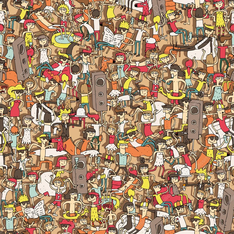 Poster verspieltes party-muster mit menschen Poster verspieltes party-muster mit menschen