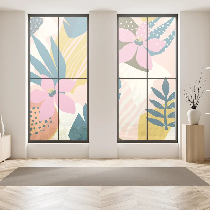 Fensteraufkleber tropisches abstraktes blumenmotiv