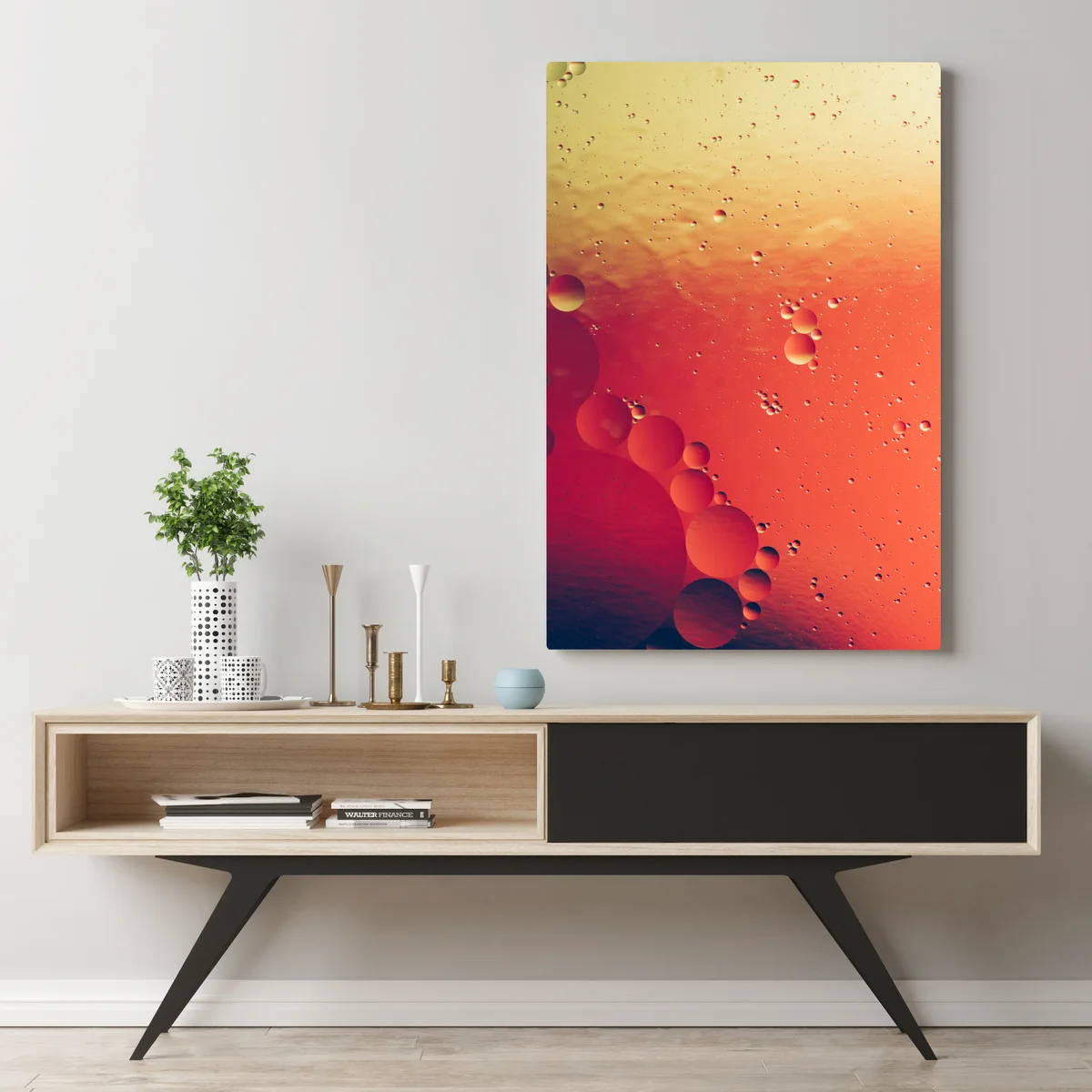 Leinwandbild warme orange abstraktion mit blasen Leinwandbild warme orange abstraktion mit blasen