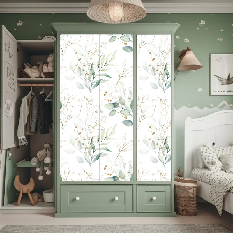 Schrankaufkleber sanftes eukalyptus aquarellmuster Schrankaufkleber sanftes eukalyptus aquarellmuster