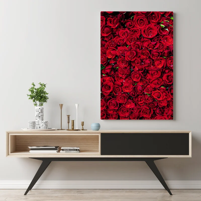 Leinwandbild dichte wand aus roten rosen Leinwandbild dichte wand aus roten rosen