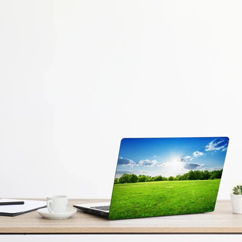 Laptop-Aufkleber sonnige grüne wiese