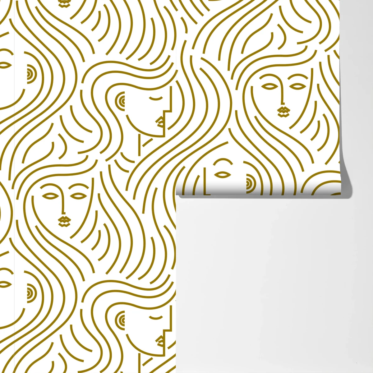 Fototapete goldene fließende gesichter nahtloses muster Fototapete goldene fließende gesichter nahtloses muster