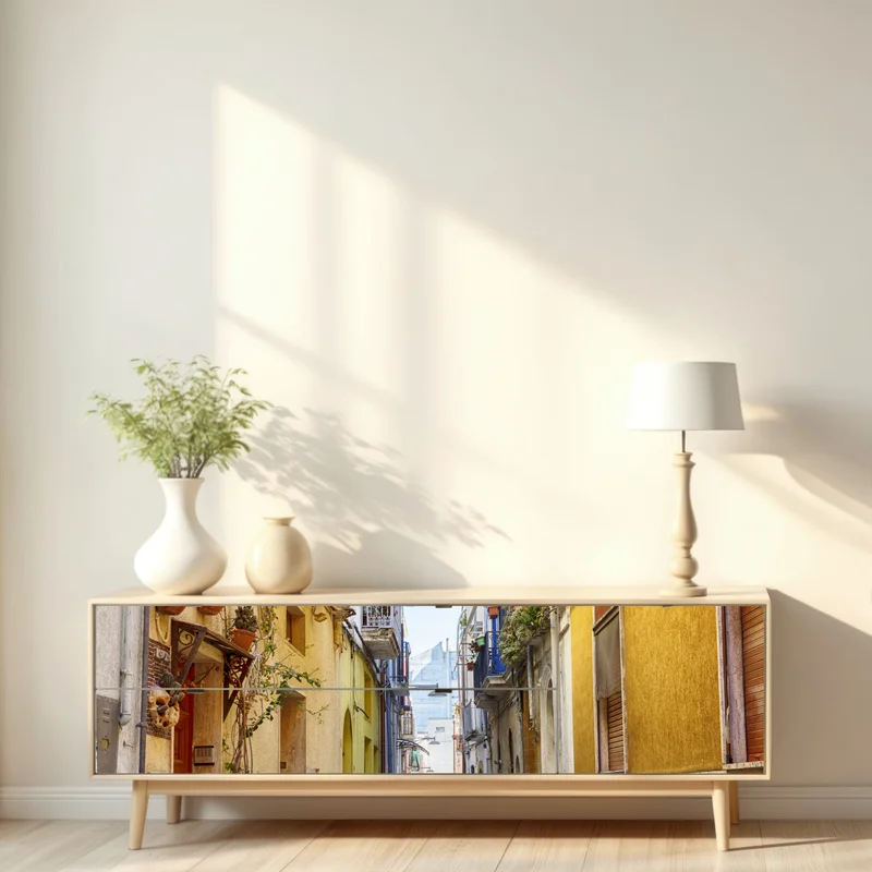 Repositionierbarer Aufkleber sonnige gasse in Brindisi Repositionierbarer Aufkleber sonnige gasse in Brindisi