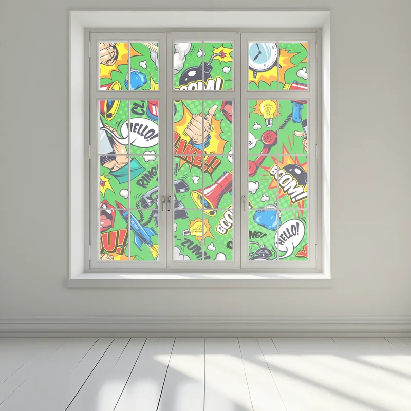 Fensteraufkleber comic pop-art explosionsmuster Fensteraufkleber comic pop-art explosionsmuster