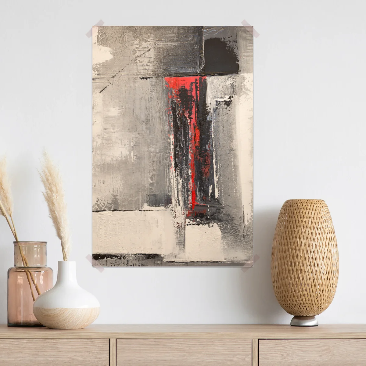 Poster strukturierte abstraktion mit rotem akzent Poster strukturierte abstraktion mit rotem akzent