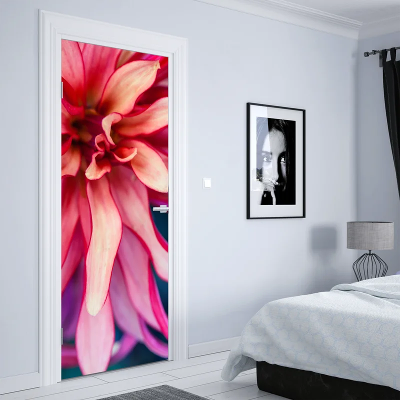 Türaufkleber vibrantes rosa blütenmakro