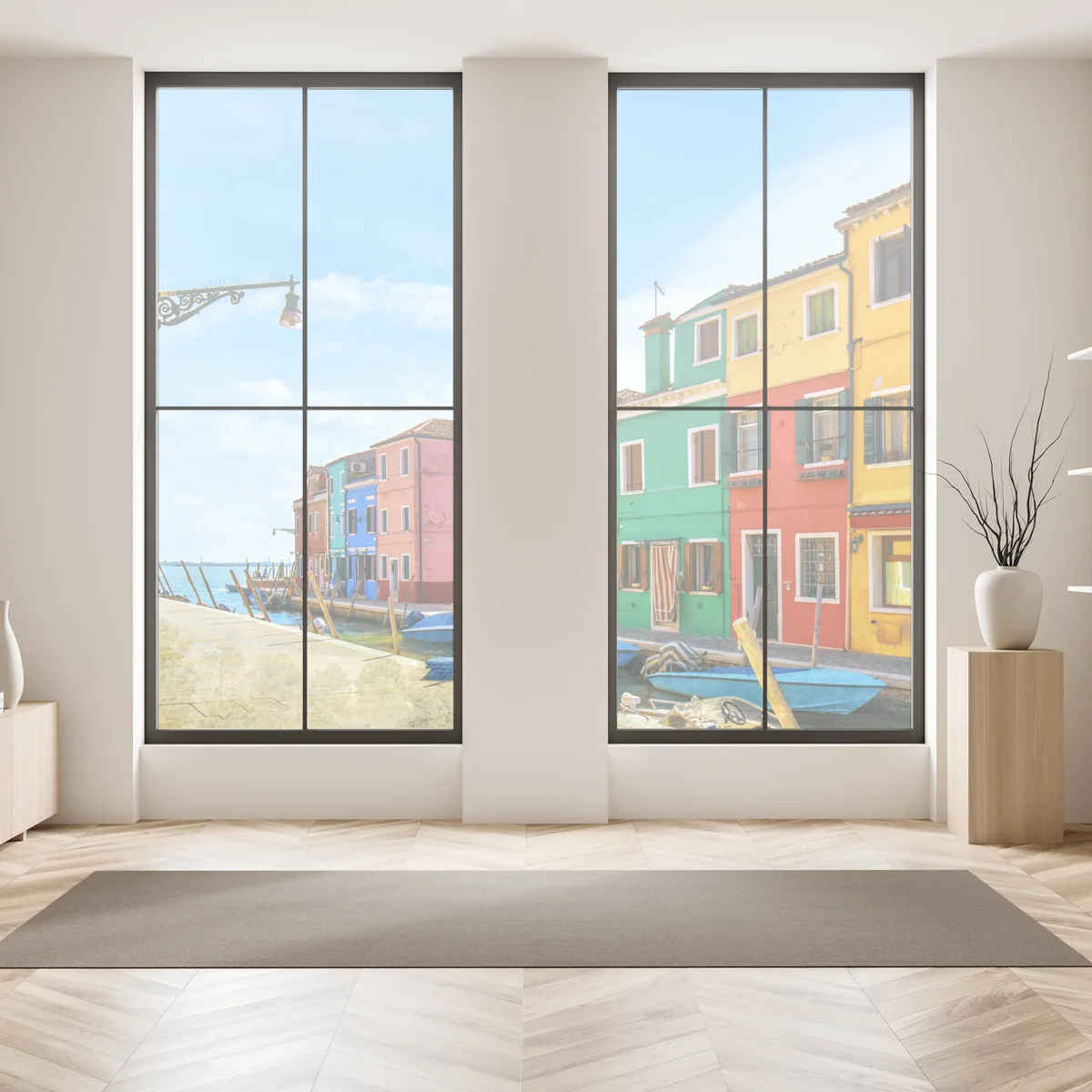 Fensteraufkleber bunte kanalhäuser von Burano Fensteraufkleber bunte kanalhäuser von Burano