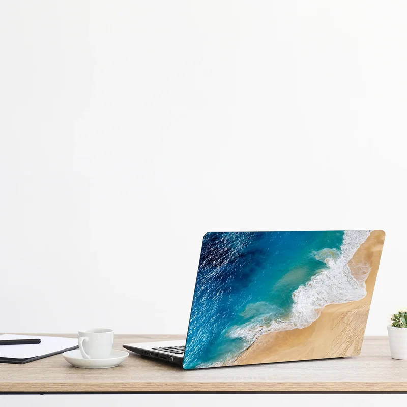 Naklejka na laptopa widok lotniczy turkusowej plaży