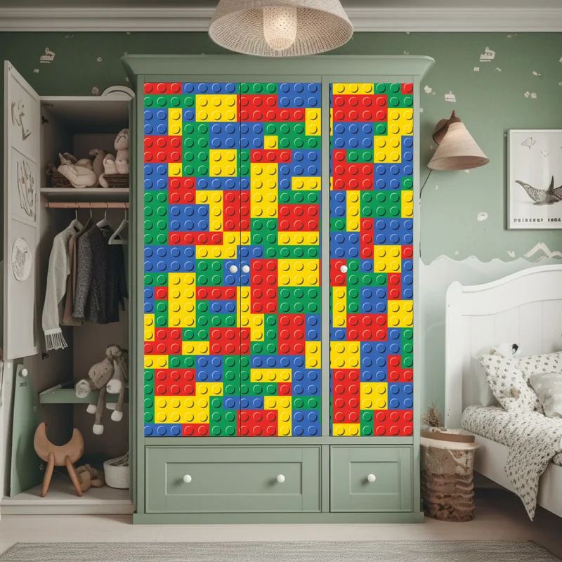 Schrankaufkleber buntes bausteinmuster