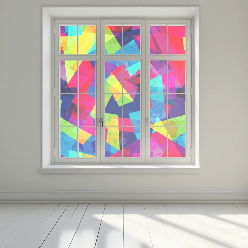 Naklejka na okno żywy geometryczny akwarelowy kolaż