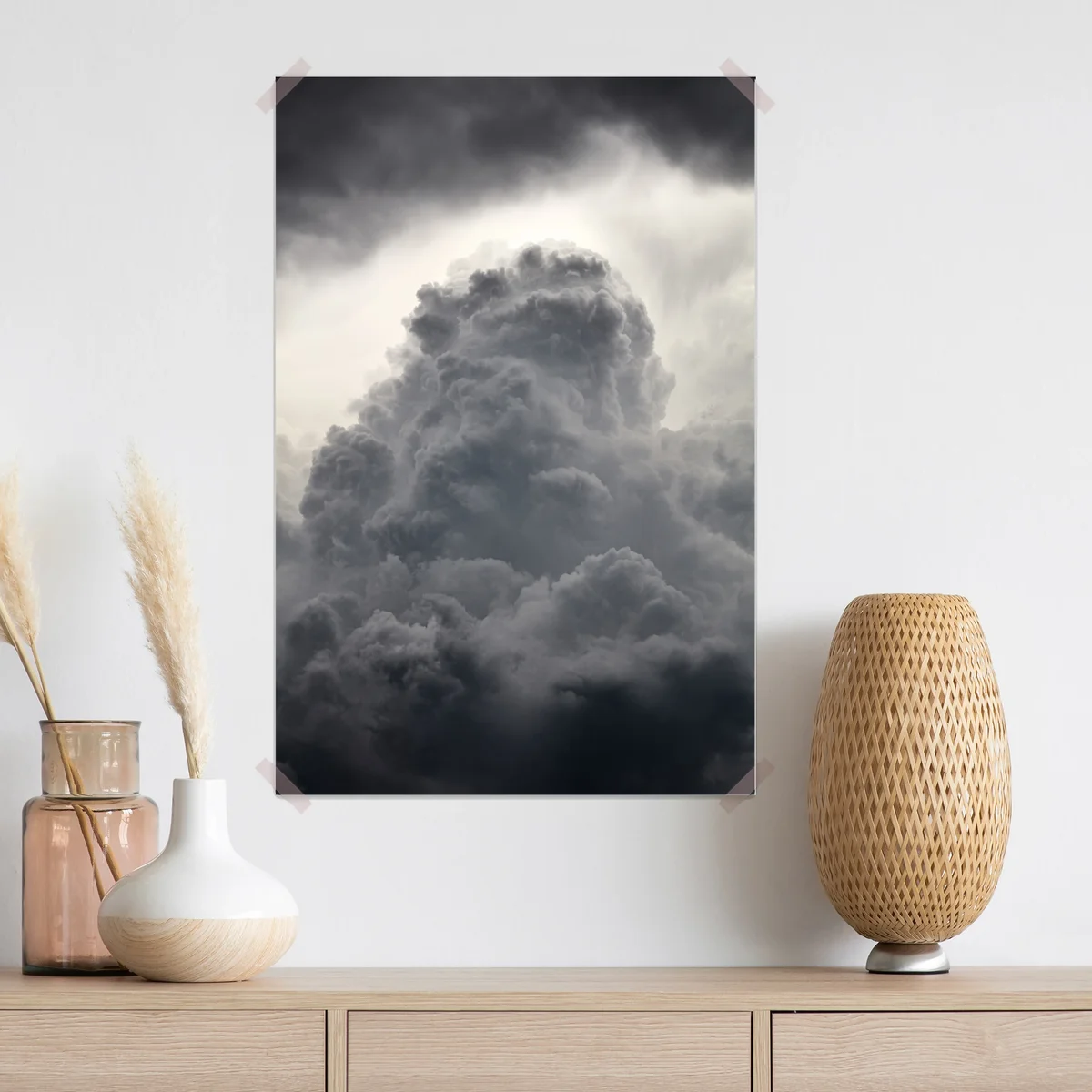 Poster dramatische graue wolkenlandschaft Poster dramatische graue wolkenlandschaft