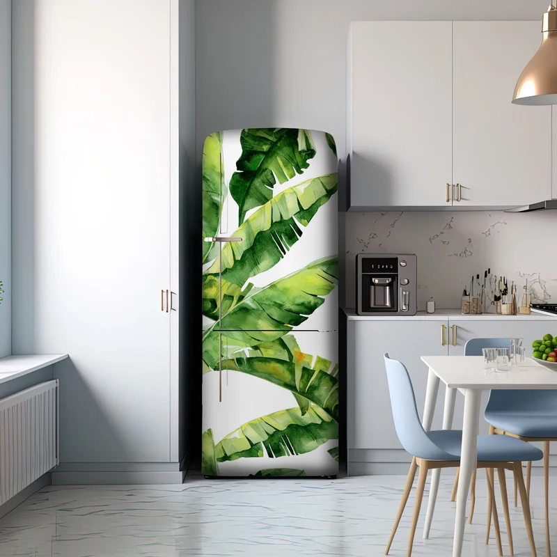Kühlschrankaufkleber tropisches bananenblatt aquarellmuster