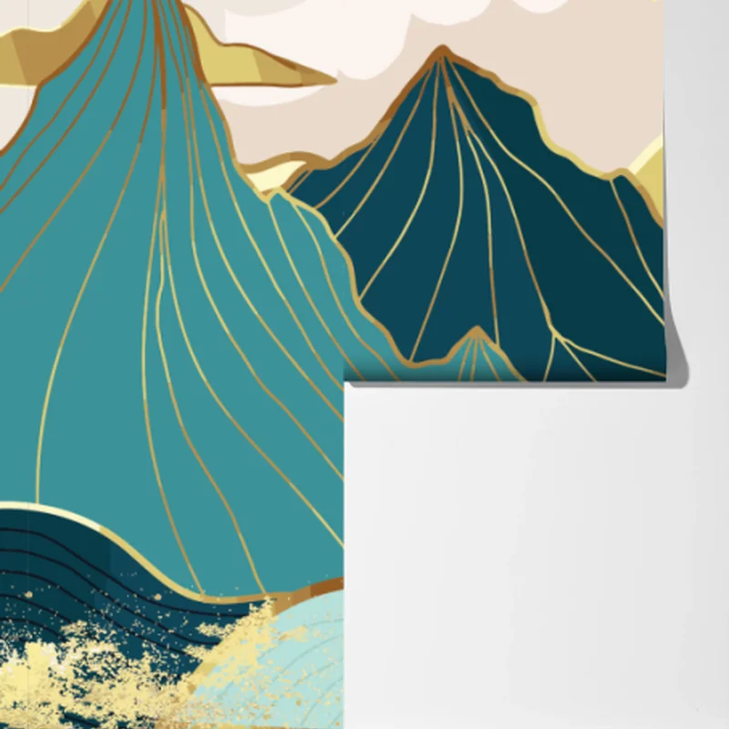 Fototapete türkise berge mit goldenen akzenten Fototapete türkise berge mit goldenen akzenten