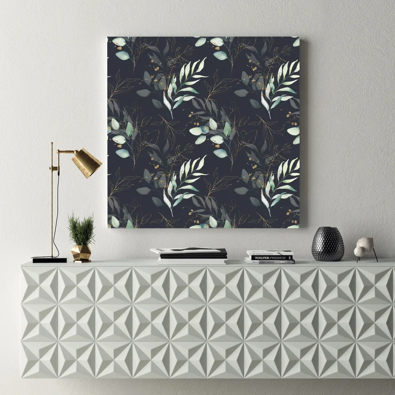 Leinwandbild aquarell eukalyptusblätter auf dunklem hintergrund Leinwandbild aquarell eukalyptusblätter auf dunklem hintergrund